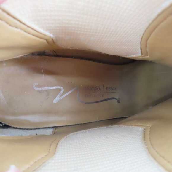 VTG Newport News Women 8 B Tan Leather Upper Square Ankle Boots Booties Boho - Picture 13 of 16